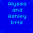 Blue background with light blue text reading 'Alyssa and Ashley bffs' repeated in a pattern, small white dots scattered across the background