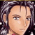 Pixelated anime-style character with long dark hair and light skin, shown in three sequential poses against a black background.
