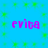 Blue background with green starburst patterns and four instances of the word 'evita' in pink pixelated text arranged in a