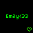Green pixelated text 'Emily<33' appears twice on black background with two green pixelated hearts below.