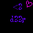 Pixelated purple and pink icons on black background: two '<3' symbols, a heart symbol, and 'd33r' text in pixel art style.