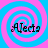 Four identical display a blue and pink spiral background with the text 'Alecta' in black serif font at the center of each
