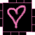 A 4-frame animated contact sheet showing a pink neon heart outline drawing on black background with white and purple grid lines, each frame depicting slight variations in the heart's shape.