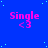 Blue background with light blue dots, repeated pink text "Single <3" in three , and a gray rectangle in the bottom-right corner