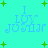 Cyan background with green plus signs and blue text reading "I LUV JUSTIN" in four identical quadrants.