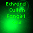 Green pixelated text reads 'Edward Cullen Fangirl (33)' over a dark background with shifting light effects.