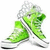 Green high-top sneakers with white laces and soles, arranged in a stacked pose against a plain background.