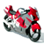 Animated motorcycle icon with red and silver color scheme, visible in two frames of a contact sheet showing motion blur effects.