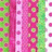 Pixelated static image with vertical pink and green stripes and scattered square patterns in pink, green, and beige tones.
