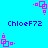 Pixelated icon with cyan background, pink geometric shapes, and blue text reading "ChloeF72" in four positions.