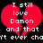 Red broken heart with white text reading "I still love Damon and that it ever cha" on black background.