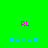 Green background with pink 'RL' text and blue star-like shapes, one shape changes color between frames.