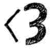 <3 icon with black pixelated outline on white background; three distinct frames show progressive reduction of the left-pointing chevron's vertical stroke.
