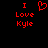 Red pixelated text and heart symbol on black background, with one version showing a broken heart shape.