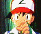Animated sequence of a character in red-and-white cap and blue vest performing actions against green background.