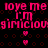 Pixelated pink text and hearts on a black background with red circular patterns, repeating in two vertical