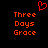 Red pixelated text 'Three Days Grace' appears twice on a black background with a red heart symbol above the left instance.