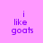 Four pixelated display the text "i like goats" in purple on pink, light blue, cyan, and light purple backgrounds