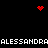 Pixelated black background with red heart and dot clusters, white text repeating 'ALESSANDRA' horizontally across top and bottom.