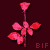 Pixelated red rose with five petals and a stem on dark maroon background, featuring 'BIF' text in bottom right corner.