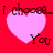 Four identical pixelated heart-shaped icons with text on a red background, each displaying 'I choose You' in brown lettering.