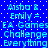 Blue background with white dots and cyan text repeating 'Aisha & Emily = EA Games Challenge Everything' in a pattern