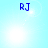 Blue 'RJ' text on light blue background with white circular highlights and small dots, animated in a four-quadrant