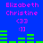 Blue background displays pink text "Elizabeth Christine" with emoticons and green bar graphs in two identical side-by-side