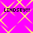 Bright pink background with yellow diamond-shaped pattern and four identical text blocks reading "LINDSEY!!!" in black pixelated font