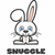 Pixelated bunny icon with blue eyes and pink inner ears, seated with paws together, labeled 'SNUGGLE' below.