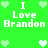 Green background with white pixelated text reading "I Love Brandon" and multiple light green heart icons arranged in a pattern