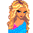 Pixel art contact sheet showing multiple frames of a blonde female character in blue crop top and dark pants with visible belly button, alongside text elements "At", "HeArT", and "BlOnDe".
