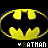 Yellow Batman logo with stylized bat wings and curved edges on black background, repeated in pattern with text below each icon