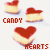 Animated contact sheet showing six frames of a pixelated candy icon with heart-shaped red topping and yellow base, alternating between