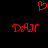 Red pixelated heart symbol above two identical red pixelated text strings on a black background.