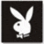 A black-and-white pixelated image shows a white Playboy Bunny logo on the left and text reading 'can I be your bunny?' on the right.