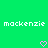 Green background with white pixelated text 'mackenzie' repeated twice and two pink heart symbols below.