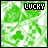 Green clover patterned icon with 'LUCKY' text in top-left corner, displayed as a of repeated