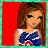 Pixelated of four red with turquoise borders showing a woman in patriotic attire and text reading 'All American Beauty'