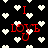 Black background with scattered white pixelated hearts and red text reading "I LOVE U" in multiple positions, with some text partially obscured by hearts.