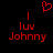 Red pixelated text and symbols on black background: 'I luv Johnny' with heart above, two identical versions side-by-side.
