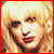 Four- shows a blonde woman's face with red lips and a red heart symbol in two , one with a gray background and one with a black background