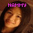 A four- shows a person with long dark hair and a neutral expression, with pink pixelated text reading NANNY, is the, and COOLEST!!