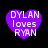 Four purple heart-shaped icons with white text 'DYLAN loves RYAN' on black background, each showing different pixelation levels.