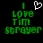 Green pixelated text 'I Love Tim Strayer' with a white heart symbol above the word 'Love', displayed on black background.