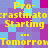 Pixelated text on a checkered background with repeating phrases and ellipses in yellow, purple, blue, and magenta.