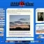 Static pixelated image showing a blue background with central white frame containing grayscale landscape and side panels.