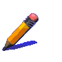Animated sequence of a yellow pencil drawing various shapes on gray background, showing motion from writing to circular strokes.