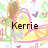 A colorful animated icon with repeated 'Kerrie' text over a patterned background of hearts, butterflies, and abstract shapes.