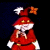 A pixelated cartoon character in red attire with a star-topped hat on the left, next to green text reading "Original Icons .com" on a dark background.